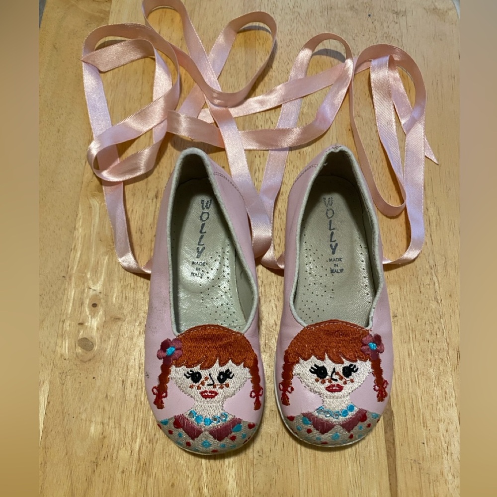 Pink Kids Shoes with Embroidered Design